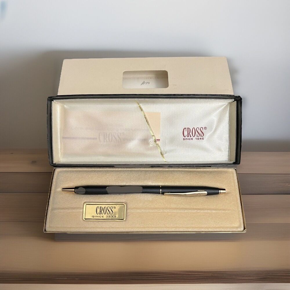 Vtg Cross Ball Point Pen 2502 Classic Black & Gold Budget Rent A Car Logo NOS